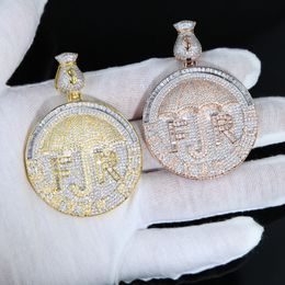 New Iced Out Money Dollar Umbrella Forever Rich Letter Necklace Two Tone Color Bling 5A Cubic Zircon CZ Pendant HipHop Jewelry