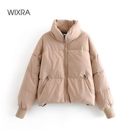 Wixra Womens Jacket Fashion Trendy Parka Overcoat Solid Warm Outerwear and Coats Winter Ladies Streetwear Casual Clothing 201210