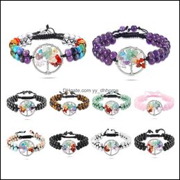 Charm Bracelets Jewelry Ayliss 7 Chakra For Women Men Natural Healing Crystals Stones Tree Of Life Drop Delivery 2021 831Vw