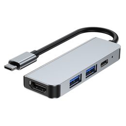 Multiport USB-C Hub to HDTV 4K PD Port 4 in 1 Docking Station Computer Accessories Type-C Adapter Portable Splitter for Laptop