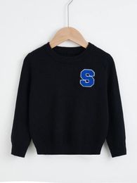 Toddler Boys Letter Patched Sweater SHE