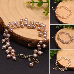 Beaded Strands Natural Freshwater Pearl Bracelet Fashion Beads Pearls Chain Bangle For Women Girls Wedding Party Jewellery Fine Jewellery Gif