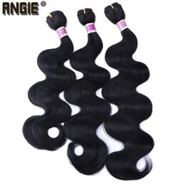 synthetic curly weaves UK - Human Ponytails Body Wave Hair Bundles Curly Weave Synthetic Weft 16 18 20 Inches 3 Black Product250r