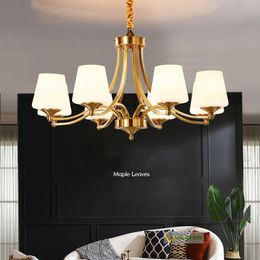 Pendant Lamps All Copper American Chandelier Living Room Lamp Home Bedroom Lighting Modern Gold Restaurant Led LampPendant