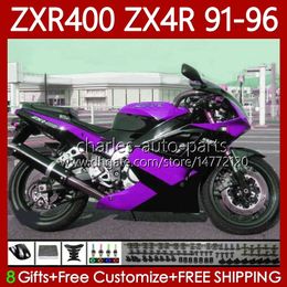 Bodywork Kit For KAWASAKI NINJA ZXR 400 CC ZX4R ZXR400 ZX-4R 91 92 93 94 95 96 138No.175 Body ZX Blk purple 4R ZXR-400 1991 1992 1993 1994 1995 1996 400CC 91-96 OEM Fairing