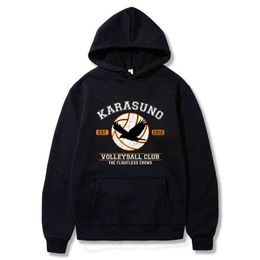 Hot Anime Haikyuu Karasuno Volleyball Club Printed Hoodies Hooded Sweatshirts Pullovers Harajuku Haikyuu!! Clothes