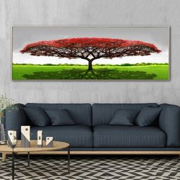 Bedside Painting Red Tree Home Decor Canvas Prints Landscape Posters Wall Art Pictures For Living Room Indoor Decoration Cuadros