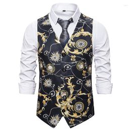 Men's Vests Autumn and Winter Casual Fashion Vest 3d European Code Large Pattern Printing Single-breasted Wedding