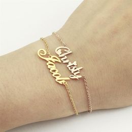 personalized engraved bracelets UK - Personalized Custom Name Bracelet Charms Handmade Women Kids Jewelry Engraved Handwriting Signature Love Message Customized Gift260l