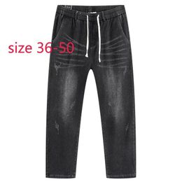 Men's Jeans Arrival High Quality Fashion Autumn Men Fashionable Casual Elastic Waist Denim Full Length Plus Size 36-42 44 46 48 50Men's