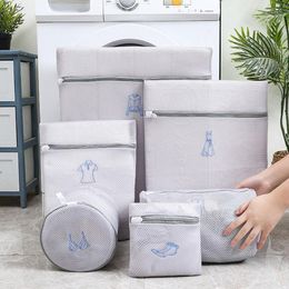 6pcs/Set Bathroom Embroidered Laundry Bag Household Washing Machine Storage Mesh Thick Korean Wash Tools Bags