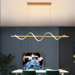 Modern Simple Art Style LED Chandelier Lamps For Dining Room Kitchen Table Living Room Bedroom Ceiling Lamp Gold Pendant Light