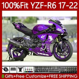 OEM Injection Body For YAMAHA YZF-R6 YZF R6 R 6 600 CC YZF-600 2017 2018 2019 20 21 22 119No.260 Bodywork YZF600 2017-2022 YZFR6 17 18 19 2020 2021 2022 Hot Purple Fairing