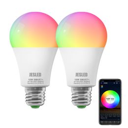 JESLED 10W Glühbirnen B22 E27 Farbwechsel WiFi LED Glühbirne 2700K-6500K RGBCW Dimmbare Smart Bulbs LEDs Licht Alexa Home für Party Bar KTV