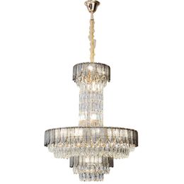 Postmodern Light Luxury Multi-layer Crystal Chandeliers Villa Main Living Room Lamp European Hotel Lobby Round Project Lights