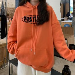 Women's Hoodies & Sweatshirts Korean Fashion Sweatshirt Woman Winter Warm Plus Fleece Clothes Letter Print Sudaderas Para Mujer Oversized Ho