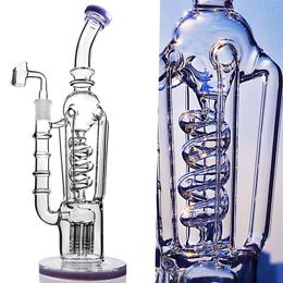 New Dab Rig purple curved straight tube spiral hookah Built-in Philtre layer Smoke collector High 12. 5 inches glass bongs