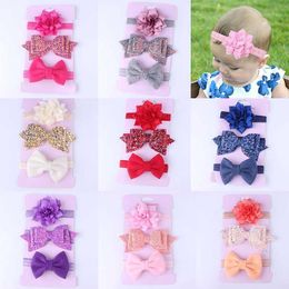 Hair Accessories 3Pcs/set Born Baby Elastic Glitter Headband Girls Big Bowknot Band Toddler Infants Headwear Kids 2022