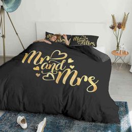 Couple/lover White Black Luxury Bed Linen 2 People Double Adult Single King Quilt Duvet Cover Queen Comforter Ding Sets