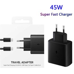 Super Fast Cell Phone Charger 45W EU EP-TA845 Type C Adapter Cable for Samsung GALAXY Ultra S21 A91 A71 A80 Note 10 20 Plus S20