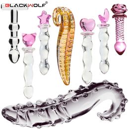 Crystal Glass Dildos Masturbator Realistic Dildo Penis Beads Anal Butt Plug sexy toys for Woman Couples Vaginal Stimulation
