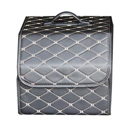 Car Organiser Folding Leather Trunk Storage Box Multi-function Auto Bag Stowing Tidying