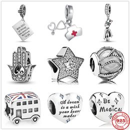 925 Silver Fit Pandora Charm 925 Bracelet Prince Christ Palm Nurse Stethoscope Pendant charms set Pendant DIY Fine Beads Jewellery