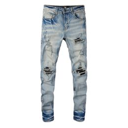Jeans de créateurs pour hommes 20SS en détresse en détresse de moto slim slim fit denim pour les hommes de la mode de la qualité supérieure pantalon de jean mess pour homme # 843 en Solde