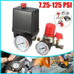 Switch Durable 240V Regulator Duty Air Compressor Pump Pressure Control Valve 7.25-125 PSI With GaugeSwitch