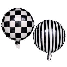 18 inch Black and White Checkered Striped Aluminum Balloon Wedding Decoration Birthday Bar KTV Layout Foil Balloons Wholesale DH4984