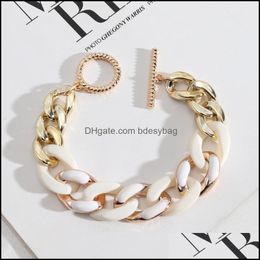 Link Chain Bracelets Jewelry Korean Boho Resin Acrylic Metal Link Sweet Candy Color Bracelet Fashion Brand Women Dhexw