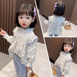 Blouse For Girls Floral Pattern Blouse Girl Ruffles Children's Blouse For Girls Casual Style Clothes For Girls 210412