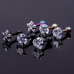16g jewelry NZ - Stud 3pcs Star Cartilage Earrings Ear Tragus Bar Crystal Zircon Barbell Earings Piercing For Women Body Jewelry 16G 3-5mmStudStudStud
