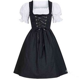 Women Medieval German Oktoberfest Dirndl Dress Cosplay Come Party Girl Tavern Maid Dresses L220714