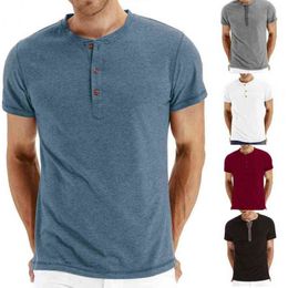 Summer Men Camiseta redonda de cuello redondo Botones de manga corta de verano sudadera para citas de ropa para hombres 2021 G220512