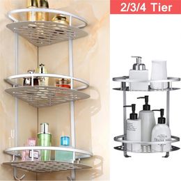 Silver 3 Tier Stainless Steel 304 Multifunctional Sturdy Corner Bathroom Shelf Wall Rack Accessories Y200407