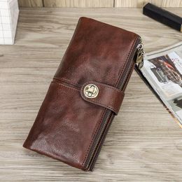 Wallets Contact'S Long Wallet Woman Zipper Phone Pocket Purse Money Bag With AirTag Slot Ladies Clutch Genuine LeatherWallets
