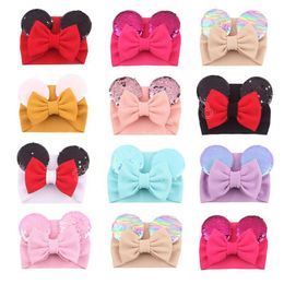 Baby Headbands Mouse Ears Hair Band Glitter Sequins Bows Headband Children Cute Big Bow Headdress Kids Hair Accessories