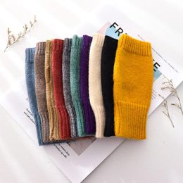 Five Fingers Gloves 1Pair Winter Women Arm Crochet Knitting Faux Wool Mitten Warm Fingerless Glove Knitted Keep Free SizeFive