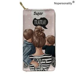 Geldbörsen Nopersonality Damen Geldbörsen Super Mom Print Brieftasche Frauen Lange Reißverschluss Geldbörse Pu Leder Kartenhalter Clutch