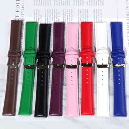 Genuine Leather bands 10 12 14 16 18 19 20 22 24 MM Steel Pin buckle Band Strap High Quality Wrist Belt Bracelet G220420