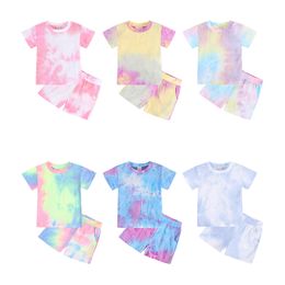 Tie Dye For born Baby Boy Girl Clothes Infant Print O neck Casual T shirts Shorts Tracksuits Outfits Children Kid Overall 220715