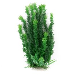 21X Large Artificial Grass Decor Simulated tic Plants Fake Fish Tank Green Water Plant rium OrnamentStone Base Durable Y200917