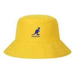 Unisex Cotton Casual Bucket Hats Panama Hat Women Double-Sided Wear Outdoor KANGAROO Fishing Hats Men Fisherman Cap Femme Gorro H220419