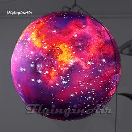Large Hanging LED Inflatable Planet Party Balloon Pendent Air Blow Up Universe Ball For Space Show