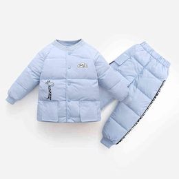 Winter Warm Children Clothing Sets Baby Boys Down Jackets Pants 2 Pieces Outfit Snowsuit Suits 2 3 4 5 6 Year Toddler Girl Clothing J220718