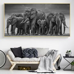 Canvas Painting African Elephant Posters and Prints Animals Wall Art Pictures for Living Room Cuadros Modern Home Decor No Frame