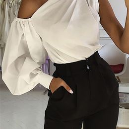 Celmia Summer Women Long Sleeve Shirt Sexy Off Shoulder Solid Tunic Fashion Blouse Casual Top Elegant Party Blusas Feminina W220408