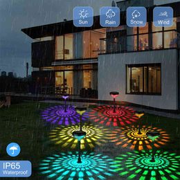 Garden Outdoor Solar LED Lights RGB MultiColor Lighting Solar Path Lawn Light Christmas Garden Decorative Landscape Shine Lamps J220531