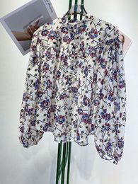 -Chemises de chemisiers pour femmes Fonds Longue manche à manches longues Sexy Print Modèle à volants Blouse 0311women's